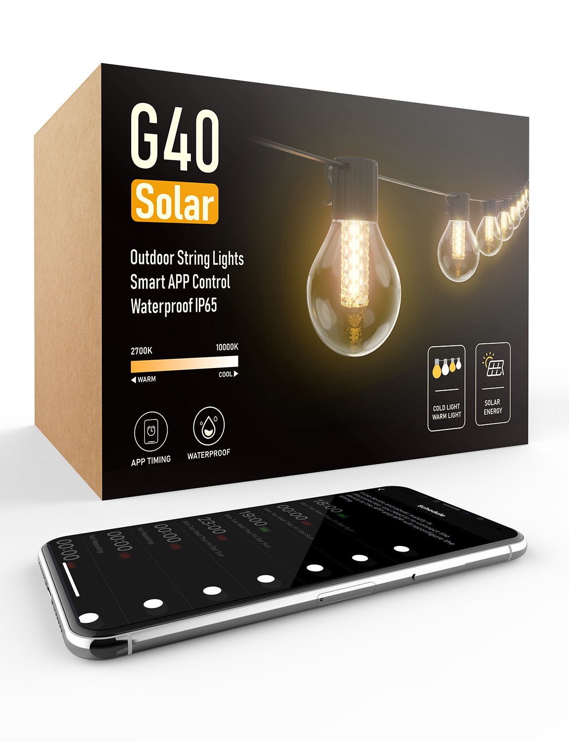 G40 Solar Outdoor String Lights 15M