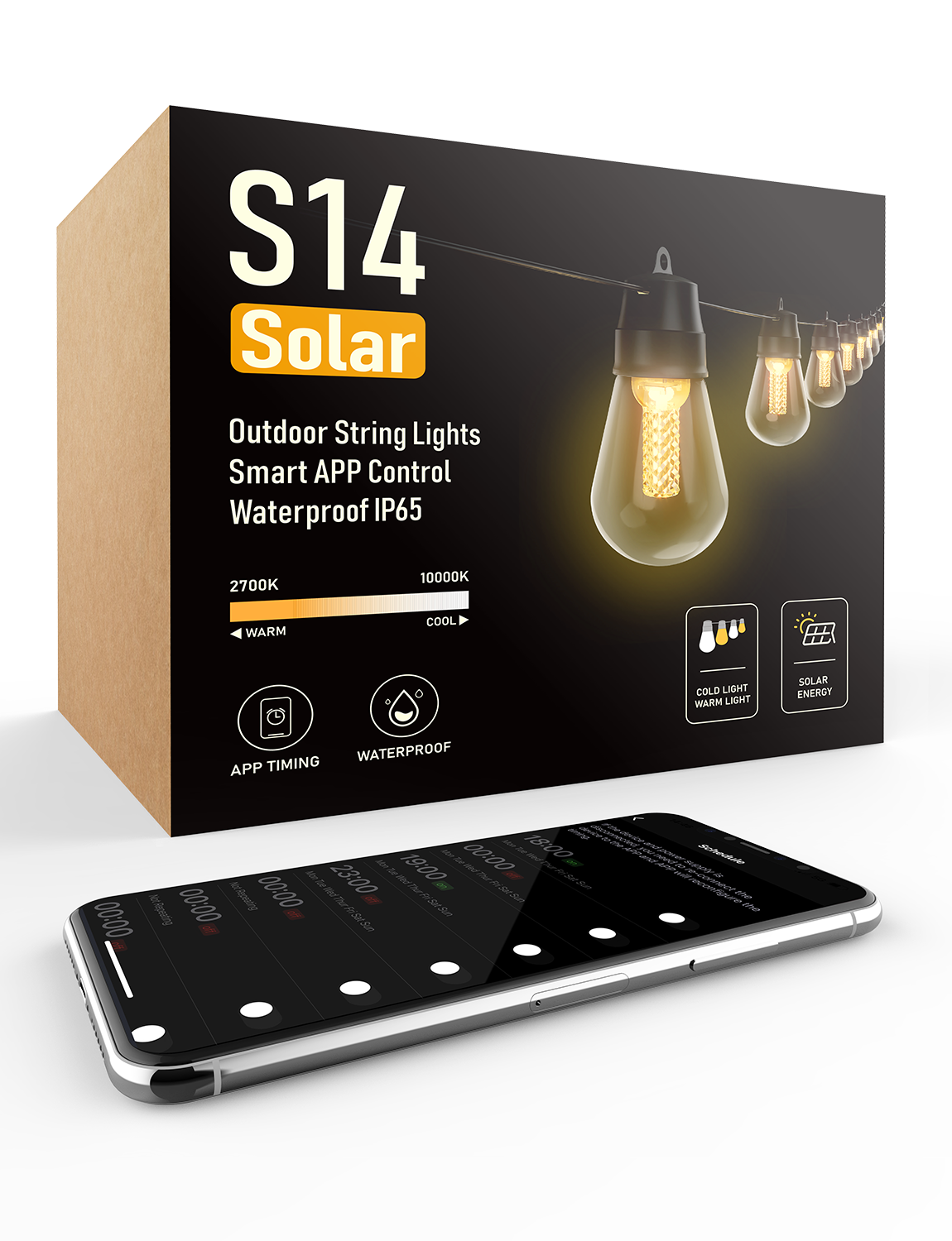 S14 Solar Outdoor String Lights 15M