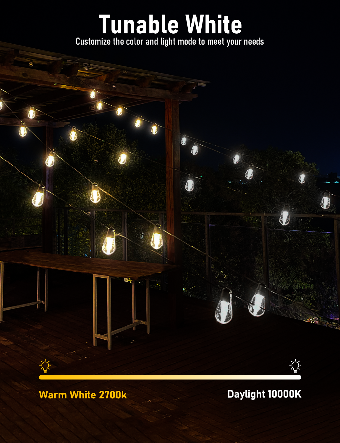 S14 Solar Outdoor String Lights 15M